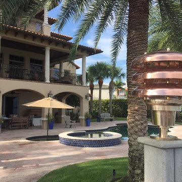 West Coast FL- Nautical Dock lighting with copper and bronze lights.