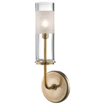 Hudson Valley Wentworth 1 Light Wall Sconce, Aged Brass