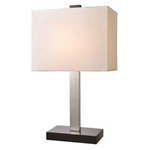 Lite Source - Maddox Table Lamps in Polished Steel Black with Off-White shade - Table Lamp  Black/White Fabric Shade  E27 Type Cfl 13W&nbsp