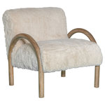 Armen Living - Rae Accent Chair Alpine Fluff Fabric, Honey Finish - Introducing the Rae Accent Chair, a stunning addition to any living space that seamlessly blends style, comfort, and craftsmanship. Upholstered in your choice of luxurious Logan Brown or soft Alpine Fluff fabric, this chair offers a rich texture and a cozy feel while being easy to maintain. Both fabric options are designed for everyday durability and lasting elegance, making them ideal for modern living.