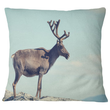 Large Reindeer in Norway Abstract Throw Pillow, 18"x18"