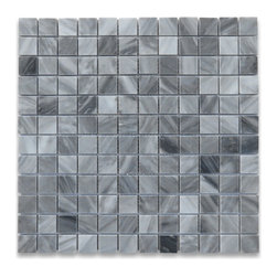 Stone Center Online - Bardiglio Gray Dark Grey Marble 1x1 Grid Square Mosaic Tile Polished, 1 sheet - Mosaic Tile