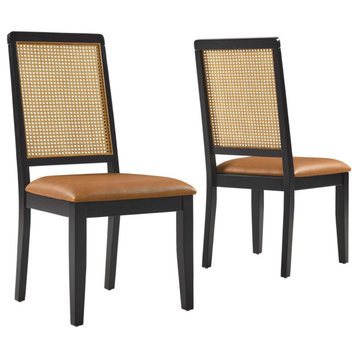Modway Arlo Dining Side Chairs Set of 2, Black Natural Tan