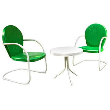 Griffith 3-Piece Metal Outdoor Conversation Seating Set, Grasshopper Green