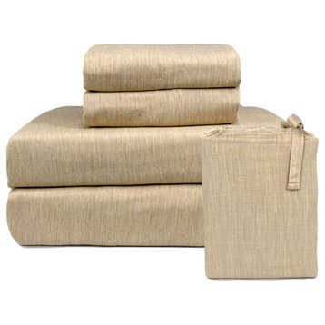 BedVoyage Melange Rayon Bamboo Cotton Sheet Sets, Sand, Twin