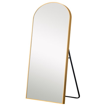 Petite Gold Arched Standing Mirror