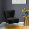 Tess Channel Tufted Velvet Upholstered Accent Chair, Black