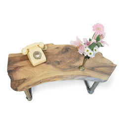 natural-edge walnut & scaffold coffee table - Coffee Tables