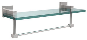 Montero Collection 16" Glass Vanity Shelf With Integrated Towel Bar