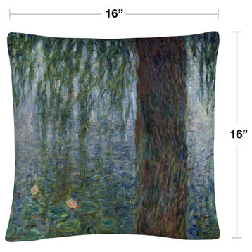 Claude Monet 'Waterlillies Morning' Decorative Throw Pillow