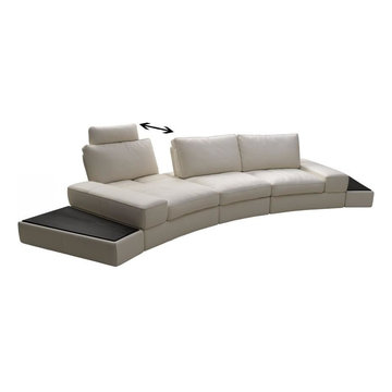 Modern Leather Sectional Sofa with Adjustable Backrest