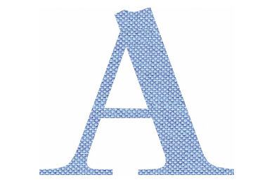 Blue Luxury Calligraphy Letter Textile Wall Stickers, "A", Set of 6