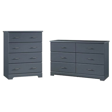 2 Piece Nursery Furniture Set with Dresser and Chest in Gray