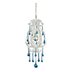 Elk Lighting Opulence Pendant in White and Aqua - Pendant Lighting