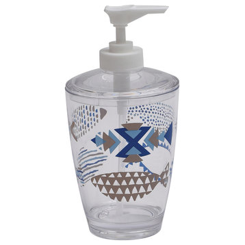 Clear Acrylic Printed Bath Soap and Lotion Dispenser Nautical