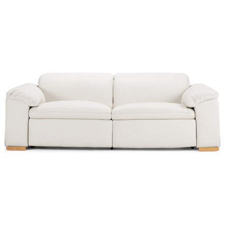 Divani Casa Gregory Modern Off-White Leather Sofa With 2 Recliners