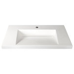 Marble-Lite - Ramp Sink Vessel 31" Bathroom Vanity Top, White - Made in the USA! The 31" x 19" x 2" Ramp Vessel Top can be mounted directly on a cabinet or used as a Vessel Top. Made of solid white composite stone, using high quality resin and real crushed stone in a matte finish. Marble-Lite's composite stone material is non-porous, maintenance free and is ideal for use in bathrooms. It includes a drain tail piece to connect to your plumbing.