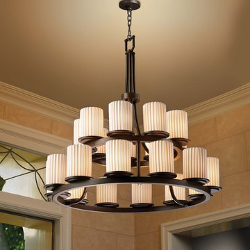 Limoges 2 Dakota 2-Tier Ring Chandelier, Cylinder With Flat Rim, Dark Bronze