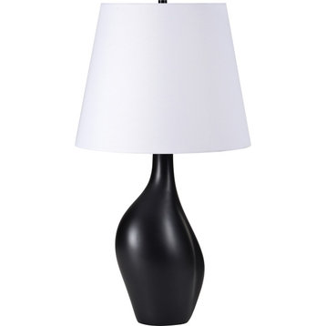 Canberra Resin Matte Black Table Lamp With Off-White Cotton Shade