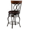 Linon O&X Back 24" Metal Swivel Faux Leather Counter Stool in Matte Bronze