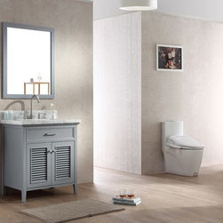 31 inch Cottage Single Sink Bathroom Vanity Set in Grey Finish - Bathroom Vanities And Sink Consoles