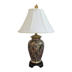 Cloisonne Flower Lamp With Silk Shade - Products