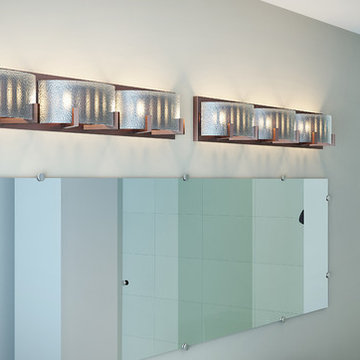 Firefly 6-Light Bath Vanity, Micro, Textured Glass in Bathroom