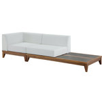 Meridian Furniture - Rio Water Resistant Fabric  Patio 2-Piece Modular Sofa, Off White - Build the seating group you need for your outdoor entertaining area with one or more selections from the Rio collection including this Rio outdoor off-white water resistant modular sofa. A solid acacia wood frame provides sturdy dependability for this sofa, ensuring its long-lasting performance and impeccable beauty. The plump cushions are encased in resilient water resistant fabric to keep them looking luxuriously beautiful for seasons to come. Attach other units in the collection to this sofa with convenient latches.