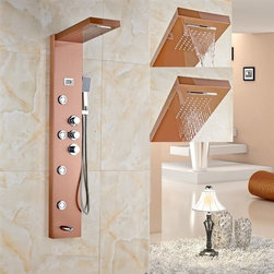 Fontana Wall Mounted Gold Finish Rain-Waterfall Shower Panel - Shower Panels And Columns