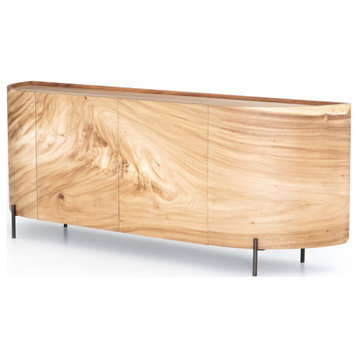 Lunas Natural Wood Curved Sideboard Buffet 77"