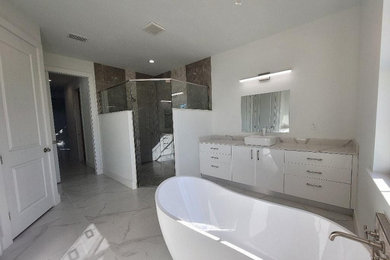 Neutral, Modern Bathroom Remodel in Milpitas, CA