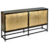 80" Slim Solid Mango Wood Gold Accents Details Sideboard on Stand