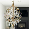 Floral 4-Light Chandelier With Cream Ceramic Roses and Acrylic Beads