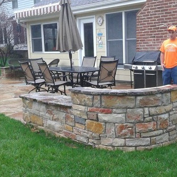 Natural Stone fire pit Stone walls stairs flagstone patio in chesterfield, mo