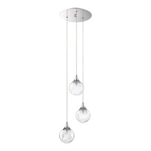 65809 Clear Glass Outer Shades with Aluminum Inner Shades Chrome Finish Globe Electric Maddox 3-Light Pendant
