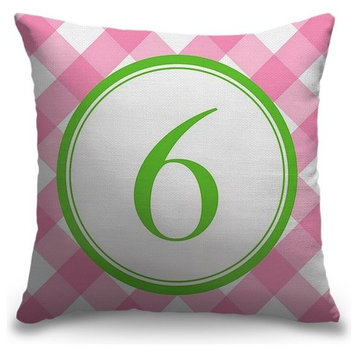 "Number Six - Circle Plaid" Outdoor Pillow 18"x18"