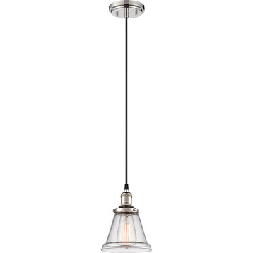 Nuvo Vintage 6.5" 1-Light Pendant W/ Clear Glass In Polished Nickel Finish