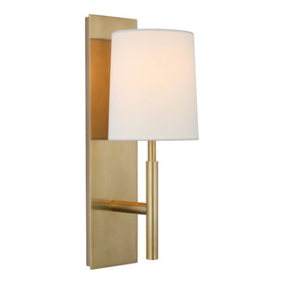 Visual Comfort Bryant Modern Antique Brass Linen Shade Table Lamp