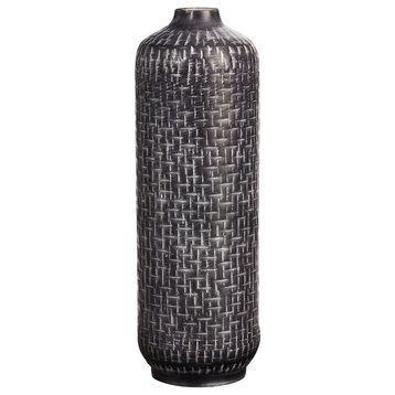 21in. Embossed Metal Cylinder Vase