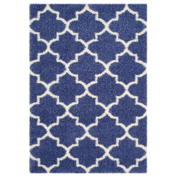 Safavieh Montreal Shag Collection SGM832 Rug, Periwinkle/Ivory, 5'3" X 7'6"