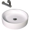 ADM Circular Countertop Vessel Sink, White, 17", Glossy White