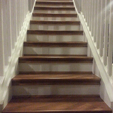 DIY Hickory Carpet to Hardwood Staircase Remodel