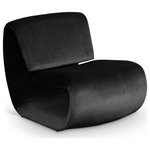 Meridian Furniture - Nouveau Upholstered Chair, Black, Velvet - The playful Nouveau black velvet accent chair is a unique piece that will spark conversation. Its innovative design and soft velvet upholstery make it a comfortable and eye-catching addition to any room. Embrace the future of seating with its sleek, sculptural design to create a futuristic and chic aesthetic.