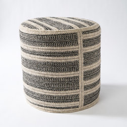 Franco Wool Ottoman in Black by Thayer Design Studio - Footstools And Ottomans