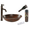 Oval Wired Rimmed Vessel Hammered Copper Sink with Accessories