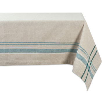 DII Teal French Stripe Tablecloth 60"x84"
