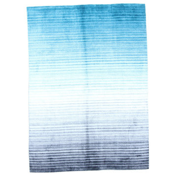 Modern Hand Knotted Rug, Blue, 5'7"x7'9"