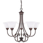 HomePlace - HomePlace 3226BZ-220 Hometown - Five Light Chandelier - Warranty: 1 Year Room Recommendation: DHometown Five Light  Bronze Faux White Al *UL Approved: YES Energy Star Qualified: n/a ADA Certified: n/a  *Number of Lights: 5-*Wattage:100w Incandescent bulb(s) *Bulb Included:No *Bulb Type:E26 Medium Base *Finish Type:Bronze