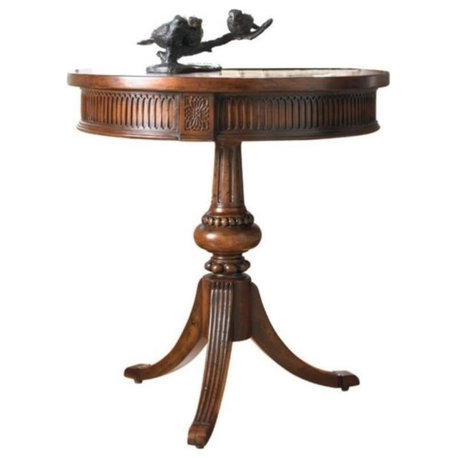 Bowery Hill Traditional Wood Round Pedestal Accent Table in Walnut