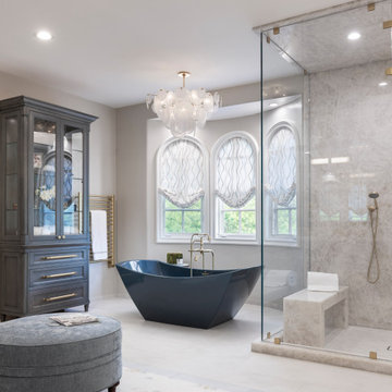 A  Large Transitional Master Bath Remodel for an Estate Client